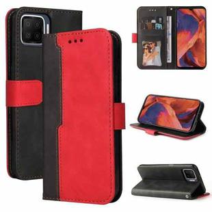 For OPPO F17/A73 2020/F17 Pro/A93 2020 Business Stitching-Color Horizontal Flip PU Leather Case with Holder & Card Slots & Photo Frame & Lanyard(Red)