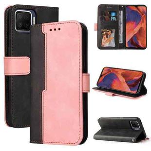 For OPPO F17/A73 2020/F17 Pro/A93 2020 Business Stitching-Color Horizontal Flip PU Leather Case with Holder & Card Slots & Photo Frame & Lanyard(Pink)