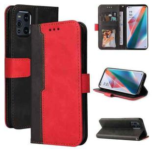 For OPPO Find X3 / X3 Pro Business Stitching-Color Horizontal Flip PU Leather Case with Holder & Card Slots & Photo Frame & Lanyard(Red)