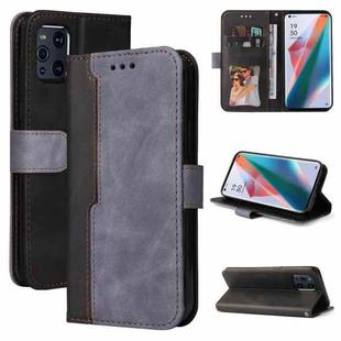 For OPPO Find X3 / X3 Pro Business Stitching-Color Horizontal Flip PU Leather Case with Holder & Card Slots & Photo Frame & Lanyard(Grey)