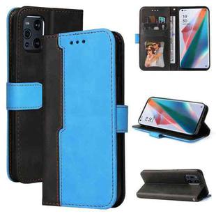 For OPPO Find X3 / X3 Pro Business Stitching-Color Horizontal Flip PU Leather Case with Holder & Card Slots & Photo Frame & Lanyard(Blue)