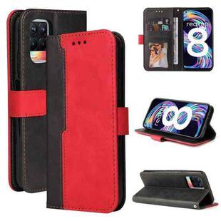 For OPPO Realme 8 / 8 Pro Business Stitching-Color Horizontal Flip PU Leather Case with Holder & Card Slots & Photo Frame & Lanyard(Red)