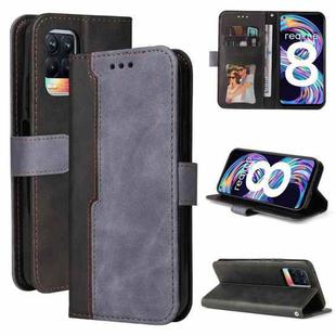 For OPPO Realme 8 / 8 Pro Business Stitching-Color Horizontal Flip PU Leather Case with Holder & Card Slots & Photo Frame & Lanyard(Grey)