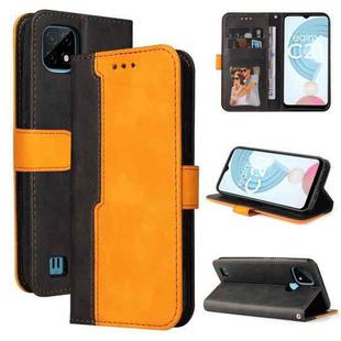 For OPPO Realme C21 / C20 Business Stitching-Color Horizontal Flip PU Leather Case with Holder & Card Slots & Photo Frame & Lanyard(Orange)