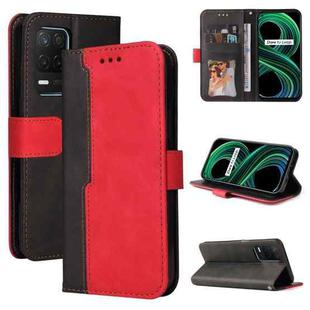 For OPPO Realme 8 5G/V13 5G/Q3 5G/Q3i 5G Business Stitching-Color Horizontal Flip PU Leather Case with Holder & Card Slots & Photo Frame & Lanyard(Red)