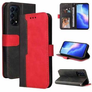For OPPO Reno5 4G / 5G / Find X3 Lite Business Stitching-Color Horizontal Flip PU Leather Case with Holder & Card Slots & Photo Frame & Lanyard(Red)