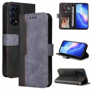 For OPPO Reno5 4G / 5G / Find X3 Lite Business Stitching-Color Horizontal Flip PU Leather Case with Holder & Card Slots & Photo Frame & Lanyard(Grey)