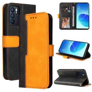 For OPPO Reno6 5G Business Stitching-Color Horizontal Flip PU Leather Case with Holder & Card Slots & Photo Frame & Lanyard(Orange)