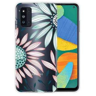 For Samsung Galaxy F52 5G Colored Drawing Clear TPU Protective Cases(Pink Green Flower)