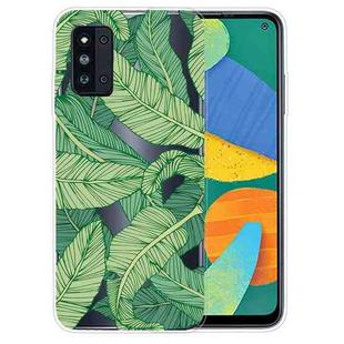 For Samsung Galaxy F52 5G Shockproof Painted Transparent TPU Protective Case(Banana Leaf)