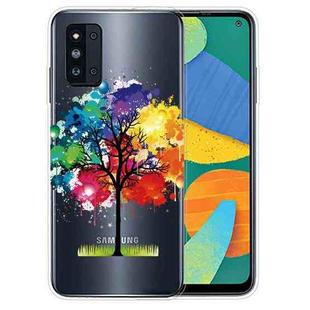 For Samsung Galaxy F52 5G Shockproof Painted Transparent TPU Protective Case(Oil Painting Tree)