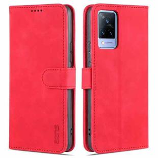 For vivo V21 AZNS Skin Feel Calf Texture Horizontal Flip Leather Case with Card Slots & Holder & Wallet(Red)