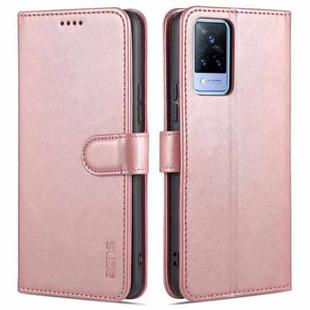 For vivo V21 AZNS Skin Feel Calf Texture Horizontal Flip Leather Case with Card Slots & Holder & Wallet(Rose Gold)