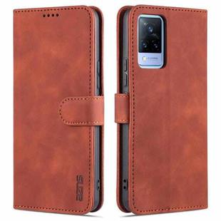 For vivo V21 AZNS Skin Feel Calf Texture Horizontal Flip Leather Case with Card Slots & Holder & Wallet(Brown)