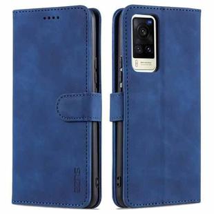 For vivo X60 AZNS Skin Feel Calf Texture Horizontal Flip Leather Case with Card Slots & Holder & Wallet(Blue)