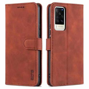 For vivo X60 AZNS Skin Feel Calf Texture Horizontal Flip Leather Case with Card Slots & Holder & Wallet(Brown)