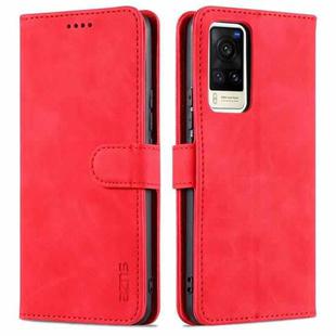 For vivo X60 Pro AZNS Skin Feel Calf Texture Horizontal Flip Leather Case with Card Slots & Holder & Wallet(Red)