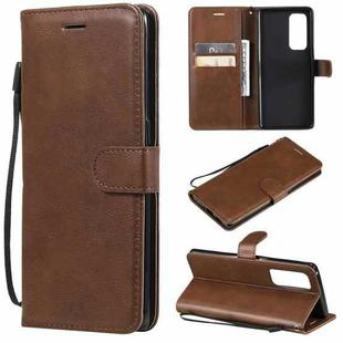 For OPPO Reno5 Pro+ 5G / Find X3 Neo Solid Color Horizontal Flip Protective Leather Case with Holder & Card Slots & Wallet & Photo Frame & Lanyard(Brown)