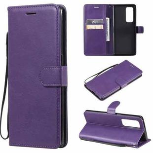 For OPPO Reno5 Pro+ 5G / Find X3 Neo Solid Color Horizontal Flip Protective Leather Case with Holder & Card Slots & Wallet & Photo Frame & Lanyard(Purple)