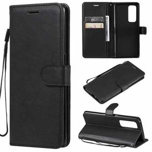 For OPPO Reno5 Pro+ 5G / Find X3 Neo Solid Color Horizontal Flip Protective Leather Case with Holder & Card Slots & Wallet & Photo Frame & Lanyard(Black)