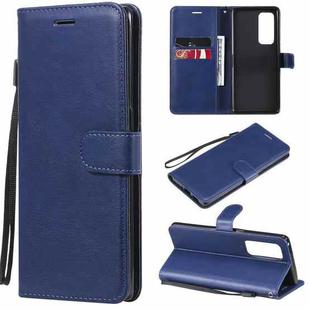 For OPPO Reno5 Pro+ 5G / Find X3 Neo Solid Color Horizontal Flip Protective Leather Case with Holder & Card Slots & Wallet & Photo Frame & Lanyard(Blue)