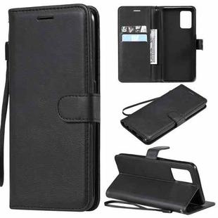For OPPO F19 / A74 4G Solid Color Horizontal Flip Protective Leather Case with Holder & Card Slots & Wallet & Photo Frame & Lanyard(Black)