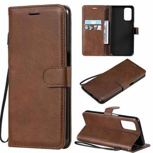 For OPPO A93 5G / A54 5G / A74 5G Solid Color Horizontal Flip Protective Leather Case with Holder & Card Slots & Wallet & Photo Frame & Lanyard(Brown)