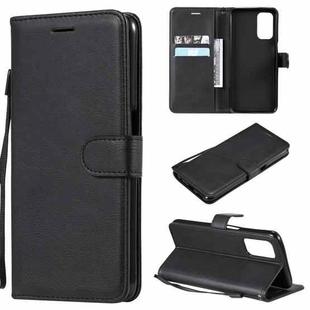 For OPPO A93 5G / A54 5G / A74 5G Solid Color Horizontal Flip Protective Leather Case with Holder & Card Slots & Wallet & Photo Frame & Lanyard(Black)