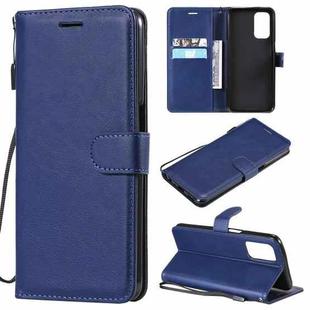 For OPPO A93 5G / A54 5G / A74 5G Solid Color Horizontal Flip Protective Leather Case with Holder & Card Slots & Wallet & Photo Frame & Lanyard(Blue)