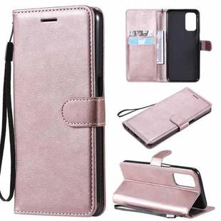 For OPPO A93 5G / A54 5G / A74 5G Solid Color Horizontal Flip Protective Leather Case with Holder & Card Slots & Wallet & Photo Frame & Lanyard(Rose Gold)
