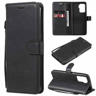 For OPPO A94 4G Solid Color Horizontal Flip Protective Leather Case with Holder & Card Slots & Wallet & Photo Frame & Lanyard(Black)