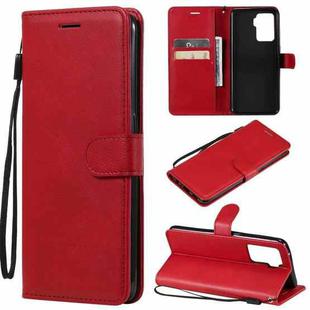 For OPPO A94 4G Solid Color Horizontal Flip Protective Leather Case with Holder & Card Slots & Wallet & Photo Frame & Lanyard(Red)