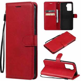 For OPPO Reno5 F Solid Color Horizontal Flip Protective Leather Case with Holder & Card Slots & Wallet & Photo Frame & Lanyard(Red)