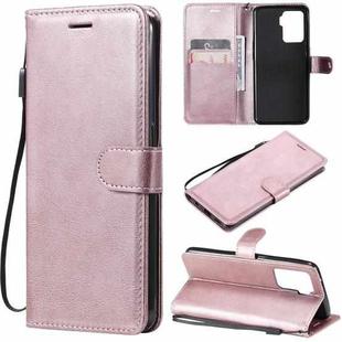 For OPPO Reno5 F Solid Color Horizontal Flip Protective Leather Case with Holder & Card Slots & Wallet & Photo Frame & Lanyard(Rose Gold)