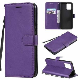 For OPPO Realme 8 Solid Color Horizontal Flip Protective Leather Case with Holder & Card Slots & Wallet & Photo Frame & Lanyard(Purple)
