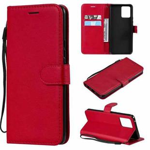 For OPPO Realme 8 Solid Color Horizontal Flip Protective Leather Case with Holder & Card Slots & Wallet & Photo Frame & Lanyard(Red)