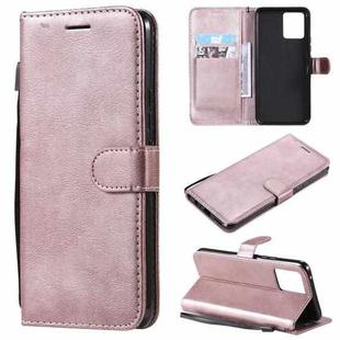 For OPPO Realme 8 Solid Color Horizontal Flip Protective Leather Case with Holder & Card Slots & Wallet & Photo Frame & Lanyard(Rose Gold)