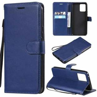 For OPPO Realme 8 Pro 4G Solid Color Horizontal Flip Protective Leather Case with Holder & Card Slots & Wallet & Photo Frame & Lanyard(Blue)