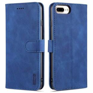AZNS Skin Feel Calf Texture Horizontal Flip Leather Case with Card Slots & Holder & Wallet For iPhone 7 Plus / 8 Plus(Blue)