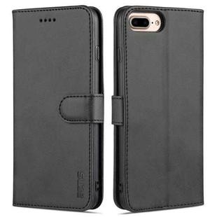 AZNS Skin Feel Calf Texture Horizontal Flip Leather Case with Card Slots & Holder & Wallet For iPhone 7 Plus / 8 Plus(Black)