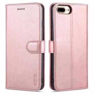AZNS Skin Feel Calf Texture Horizontal Flip Leather Case with Card Slots & Holder & Wallet For iPhone 7 Plus / 8 Plus(Rose Gold)