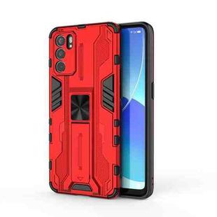 For OPPO Reno6 5G Supersonic PC + TPU Shock-proof Protective Case with Holder(Red)