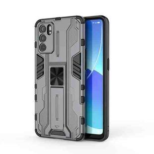 For OPPO Reno6 5G Supersonic PC + TPU Shock-proof Protective Case with Holder(Gray)