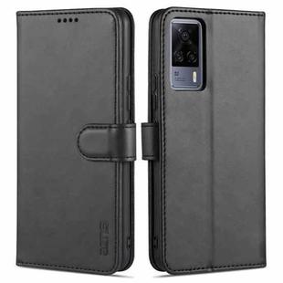 For vivo S9e AZNS Skin Feel Calf Texture Horizontal Flip Leather Case with Card Slots & Holder & Wallet(Black)