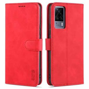 For vivo S9e AZNS Skin Feel Calf Texture Horizontal Flip Leather Case with Card Slots & Holder & Wallet(Red)