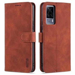 For vivo S9e AZNS Skin Feel Calf Texture Horizontal Flip Leather Case with Card Slots & Holder & Wallet(Brown)