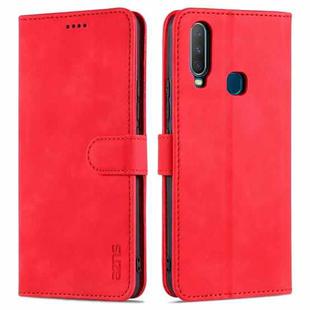 For vivo Y17 / Y3 / Y3S AZNS Skin Feel Calf Texture Horizontal Flip Leather Case with Card Slots & Holder & Wallet(Red)