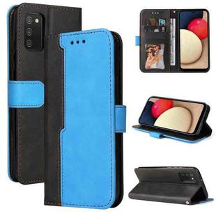 For Samsung Galaxy A02s US Version Business Stitching-Color Horizontal Flip PU Leather Case with Holder & Card Slots & Photo Frame(Blue)