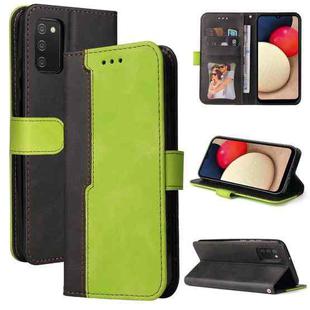 For Samsung Galaxy A02s EU Version Business Stitching-Color Horizontal Flip PU Leather Case with Holder & Card Slots & Photo Frame(Green)