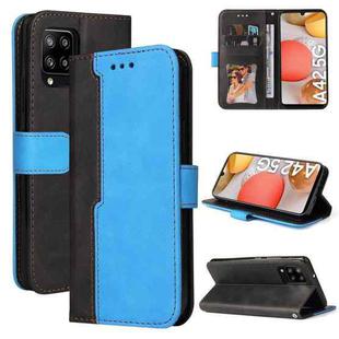 For Samsung Galaxy A42 5G Business Stitching-Color Horizontal Flip PU Leather Case with Holder & Card Slots & Photo Frame(Blue)